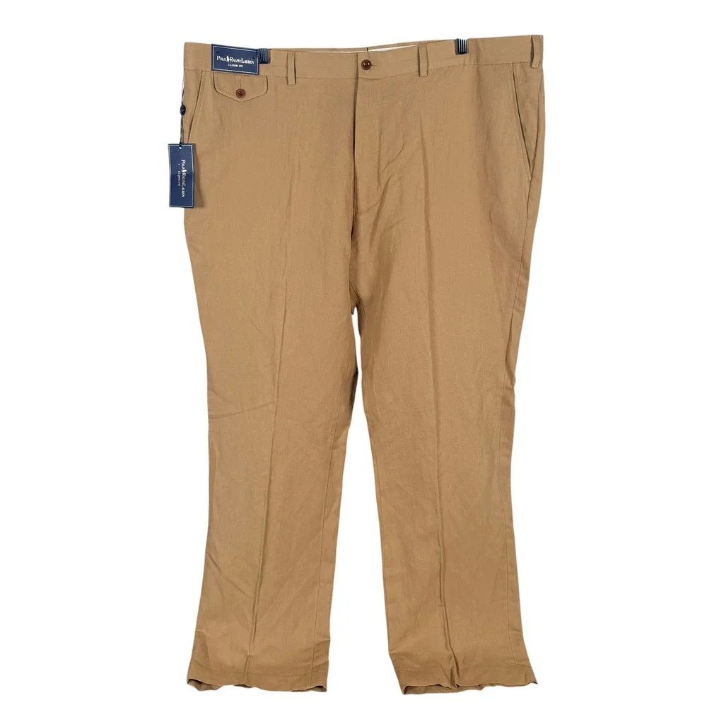 Polo Ralph‎ Lauren Linen Silk Dress Pants Mens 44Bx32 Brown Classic Fit NEW
